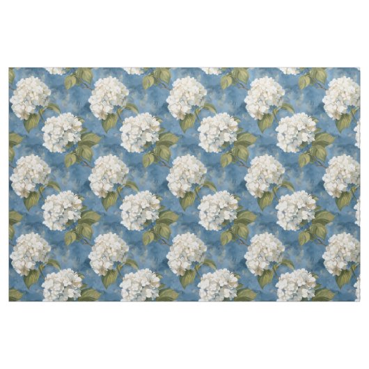 Tissu Des hydrangées blanches fleurissent en bleu (Yard)