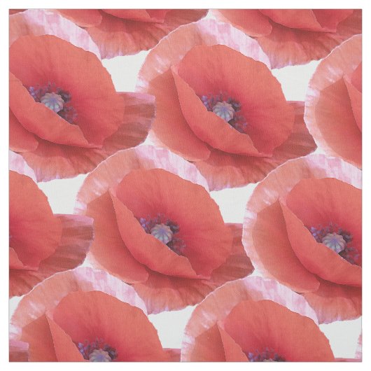 Tissu des pavots rouges. (Échantillon)