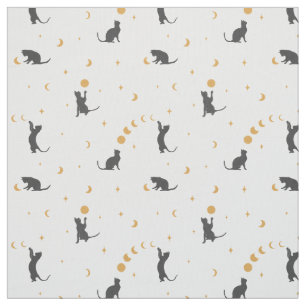 Tissu des phases de lune de chat noir