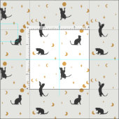 Tissu des phases de lune de chat noir (Carreau)