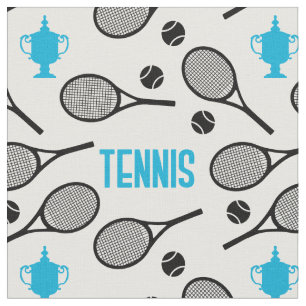 Tissu Des raquettes de tennis en noir sur blanc - person