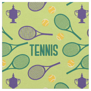 Tissu Des raquettes de tennis sur du vert juteux - perso