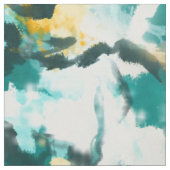 Tissu Design Abstrait moderne Turquoise et Jaune peint (Échantillon)