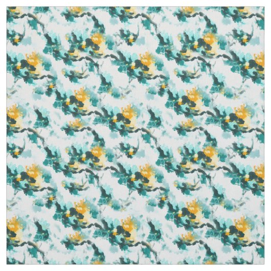 Tissu Design Abstrait moderne Turquoise et Jaune peint (Échantillon)