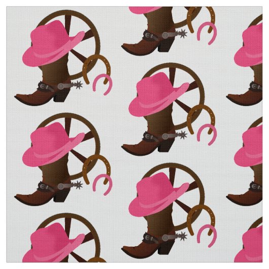 Tissu Design Cowgirl blanc (Échantillon)