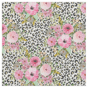 Tissu Design empreinte de léopard et floral élégant
