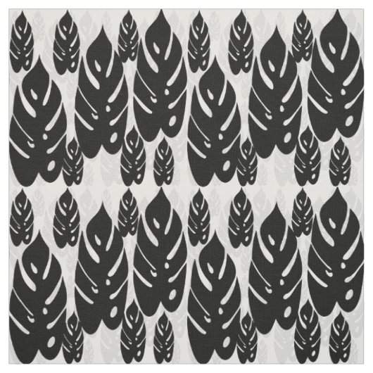 Tissu Design Feuille noir et blanc (Échantillon)