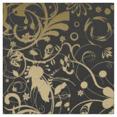 Tissu Design Floral Noir Et Or (Fermer)