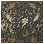 Tissu Design Floral Noir Et Or (Échantillon)