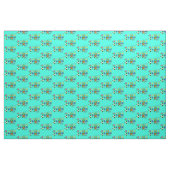 Tissu Design floral ojibwe avec Arrière - plan turquoise (Yard)