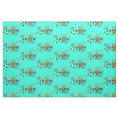 Tissu Design floral ojibwe avec Arrière - plan turquoise (Fat Quarter)