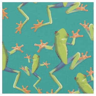 Tissu Design Motif de grenouilles à arbre vert