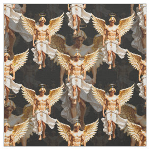 Tissu Design Motif des Anges d'or céleste