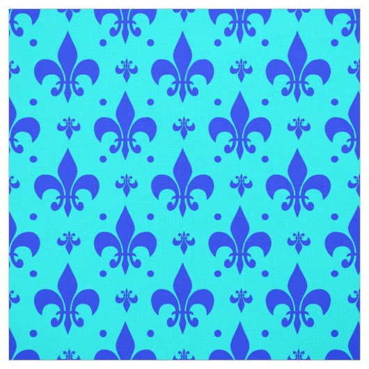 Tissu Design Motif Fleur de lis bleu (Échantillon)