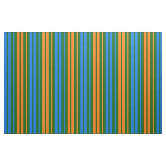 Tissu Dessin à rayures verticales vert orange bleu   (Fat Quarter)