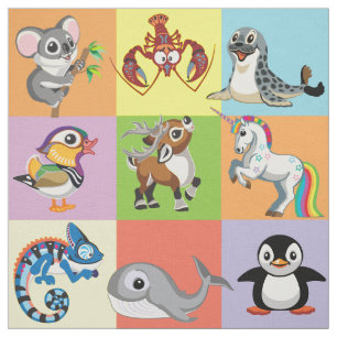 Tissu dessin animé animaux sauvages pour petits enfants
