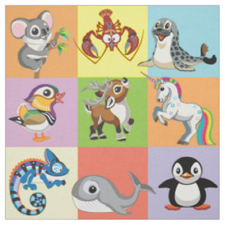 Tissu dessin animé animaux sauvages pour petits enfants