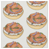 Tissu dessin animé de bagel saumon (Fermer)