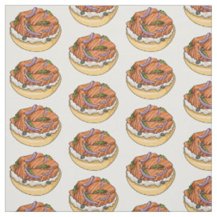 Tissu dessin animé de bagel saumon