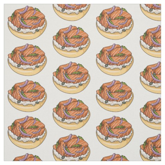 Tissu dessin animé de bagel saumon (Échantillon)
