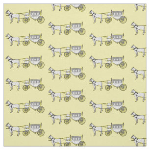 Tissu dessin animé mariage cheval & calèche
