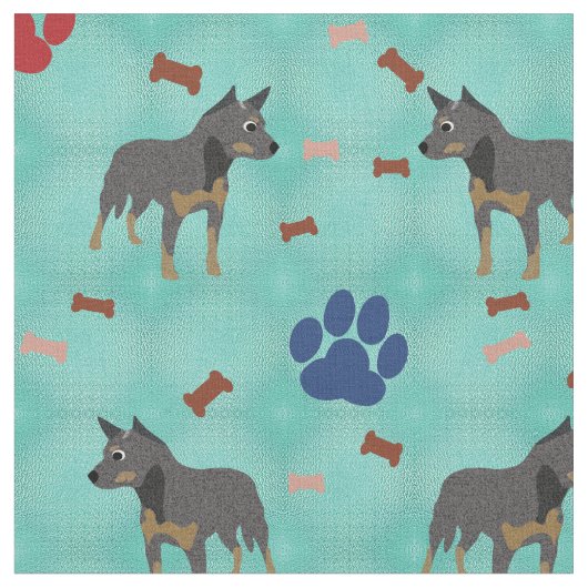 Tissu Dessin Australian Cattle Dog (Fermer)