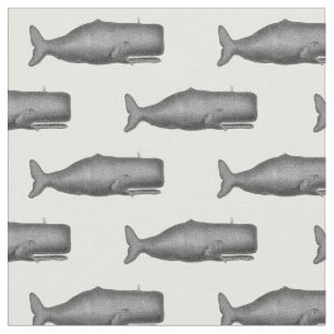 Tissu Dessin de baleine du XIXe siècle de style vintage