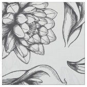 Tissu Dessin De Fleurs Vintages Blanches Et Grises (Échantillon)