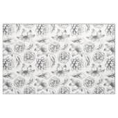 Tissu Dessin De Fleurs Vintages Blanches Et Grises (Yard)