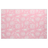 Tissu Dessin De Fleurs Vintages Blanches Et Roses (Yard)