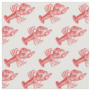 Tissu Dessin de homard rouge vintage no 1