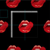 Tissu Dessin de maquillage de lèvres à la mode. Pomade.A (Carreau)