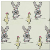 Tissu Dessin de Pâques lapin et poulet (Échantillon)