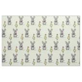 Tissu Dessin de Pâques lapin et poulet (Fat Quarter)