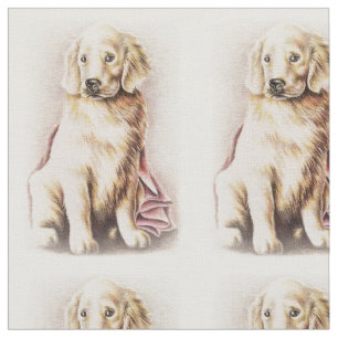 Tissu Dessin de portrait d'animal familier de chiot de