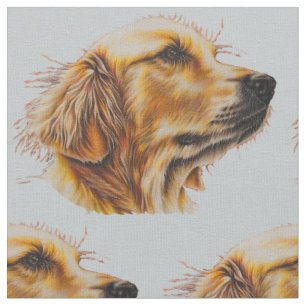 Tissu Dessin de visage de golden retriever dans le