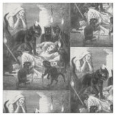 Tissu Dessin du chat noir rétro (Échantillon)