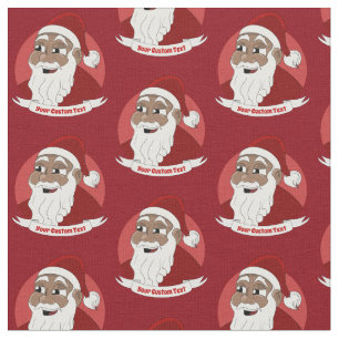Tissu Dessin du Père Noël noir souriant