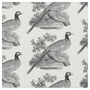 Tissu Dessin en noir et blanc d'un faisan de chasse vint