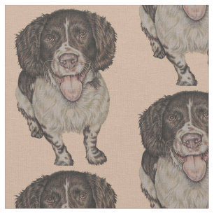 Tissu Dessin mignon d'épagneul heureux