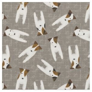 Tissu dessin mignon JRT Jack Russell chiens motif greige