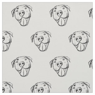 Tissu dessin pitbull simple amoureux des chiens noir bla
