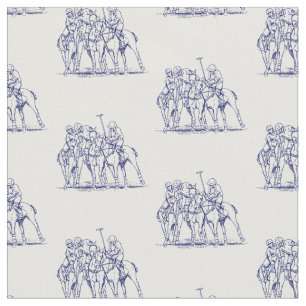 Tissu Dessin stylisé vintage d'un match de polo #1 bleu