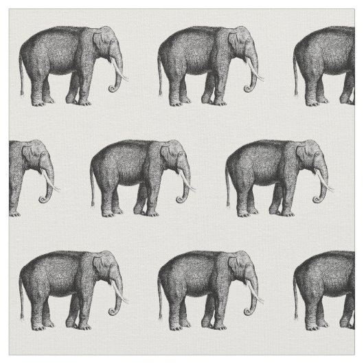 Tissu Dessin Vintage d'Éléphant (Fermer)