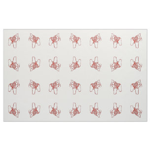 Tissu Dessins de Cheval Rouge Dala