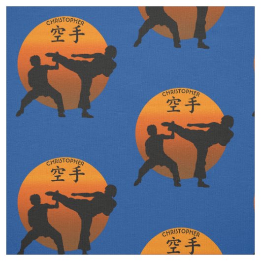 Tissu Deux combattants de karaté avec Soleil Levant (Échantillon)