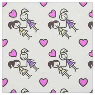 Tissu Deux Mignonnes Lesbiennes Gay Avec Motif Coeur