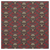 Tissu Dia de los Muertos Crânes et Roses (Échantillon)