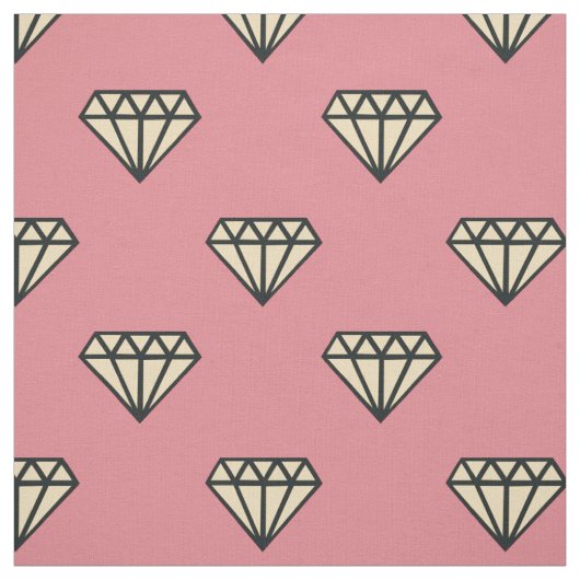 Tissu Diamant : rose, gris et crème (Échantillon)