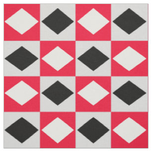 Tissu Diamant rouge noir blanc géométrique Rhombus
